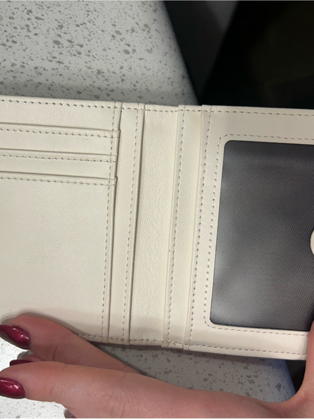 Women’s Cream Leather Card Wallet - Unbranded
